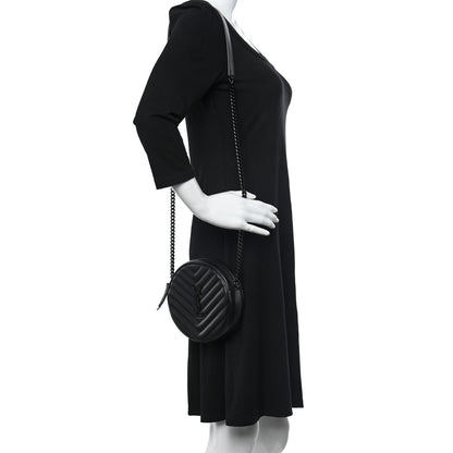Saint Laurent Calfskin Matelasse Chevron Round Vinyle Camera Bag Black 2 of 12