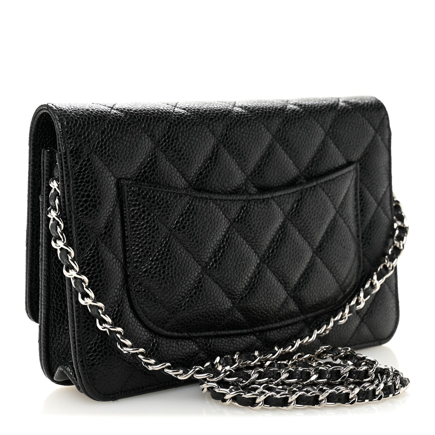 Caviar Quilted Wallet on Chain WOC Black