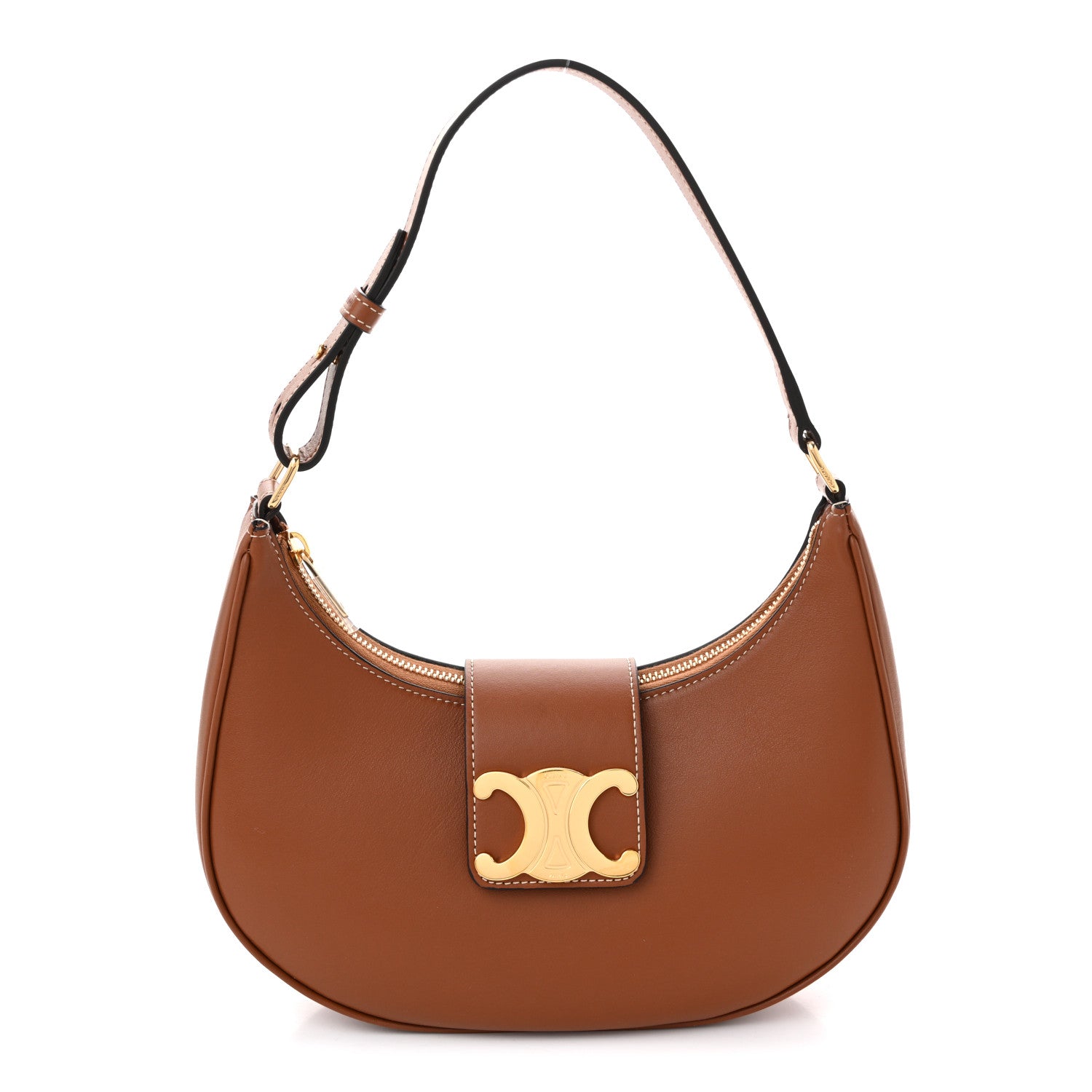 Celine Smooth Calfskin Medium Strap Ava Triomphe Shoulder Bag Tan 1 of 10