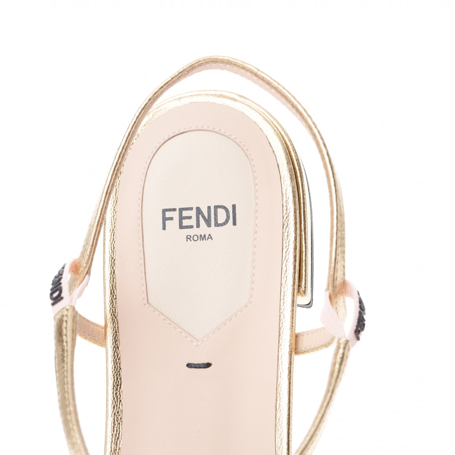 Metallic Calfskin T-strap Square Toe Flat 39 Gold