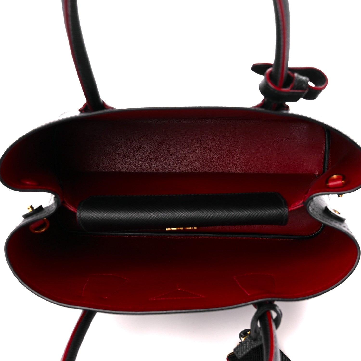 Prada Saffiano Cuir Small Double Bag Black Fuoco 5 of 12