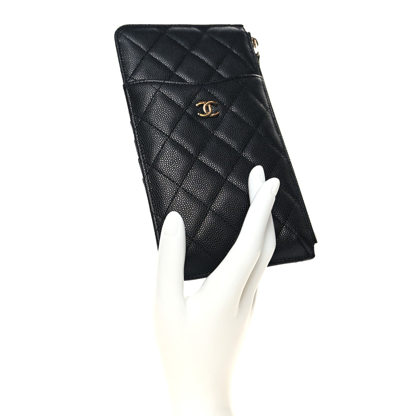 Caviar Quilted Classic Flat Wallet Pouch Black