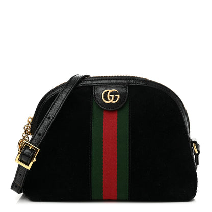 Gucci Suede Patent Web GG Small Ophidia Dome Shoulder Bag Black 1 of 15