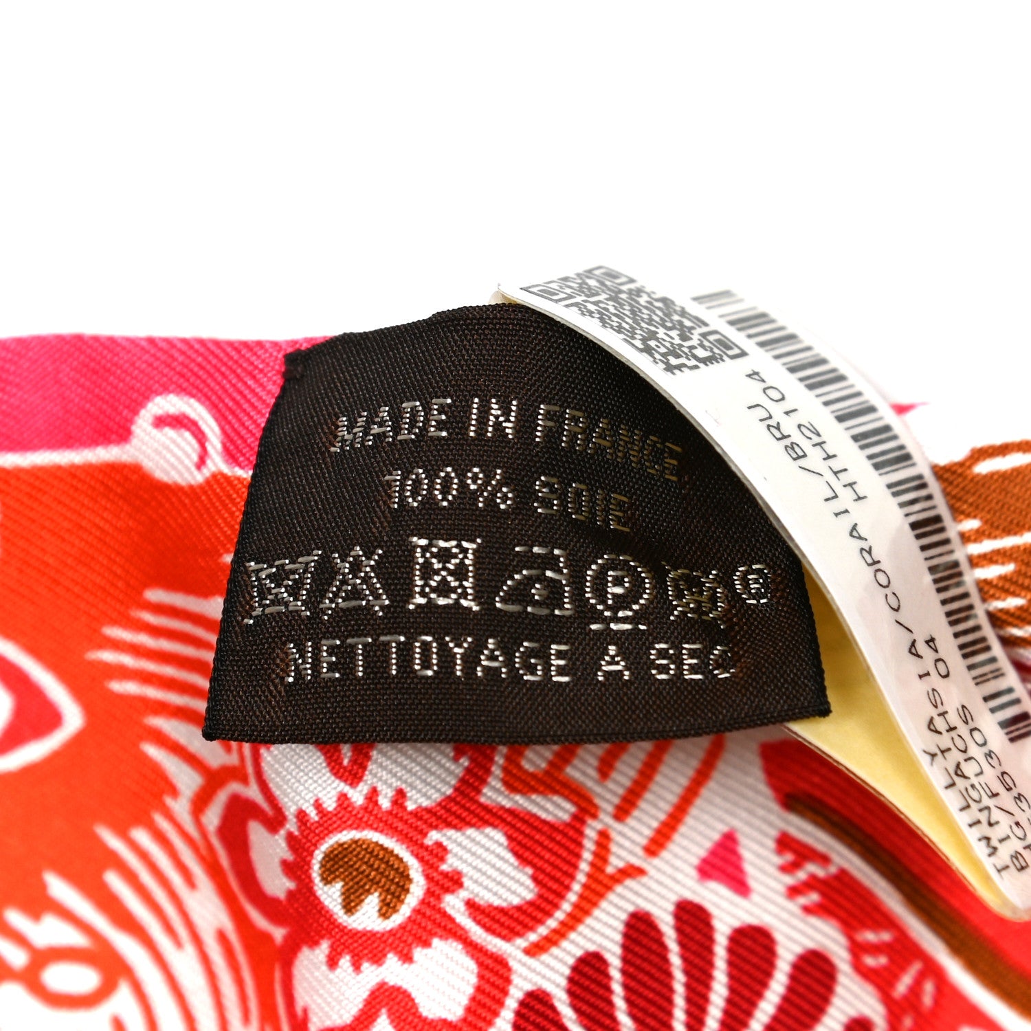 Hermes Silk Bingata Twilly Fuchsia Corail Brun 4 of 5