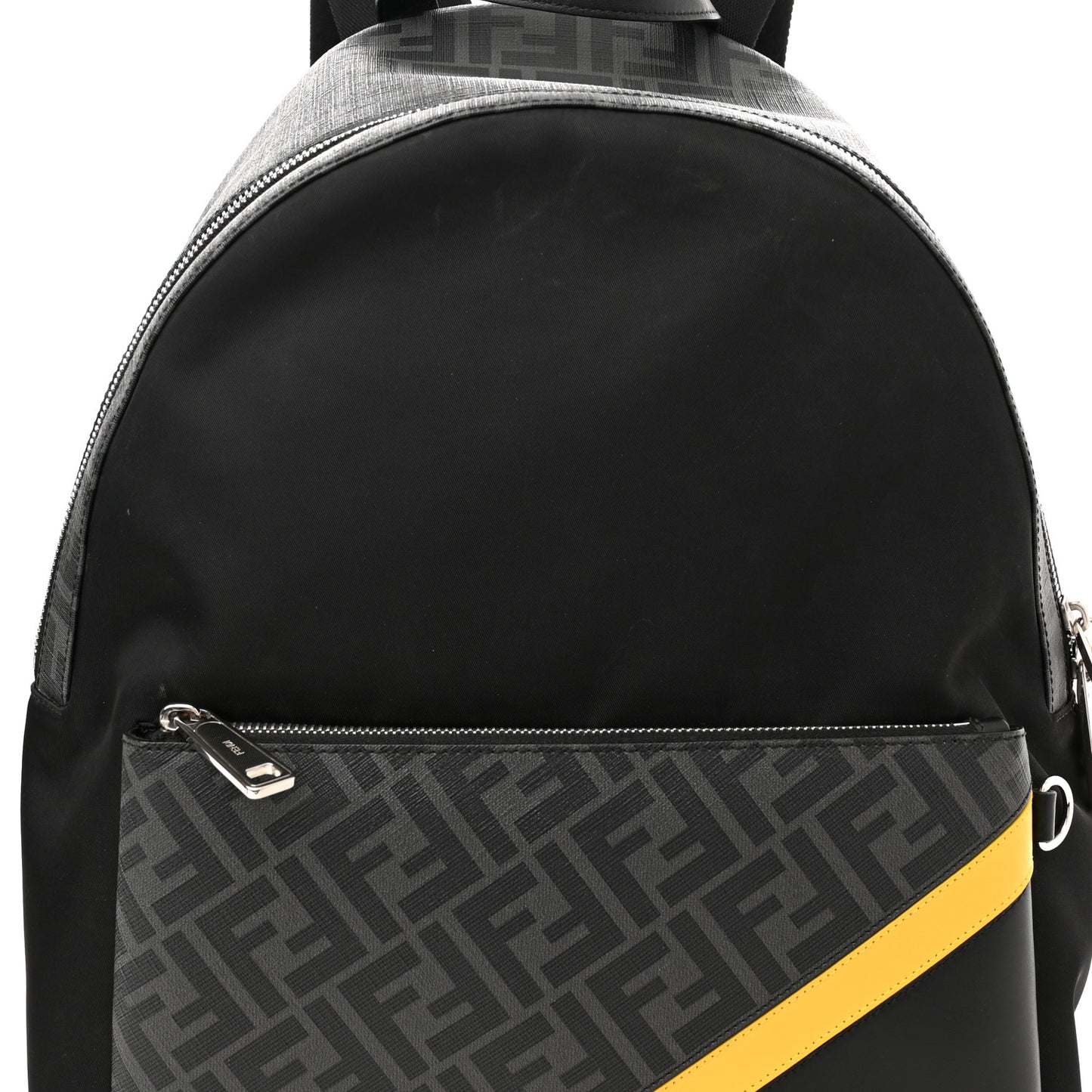 Glazed Fabric Nylon FF 1974 Diagonal Pouch Pocket Backpack Black Sunflower