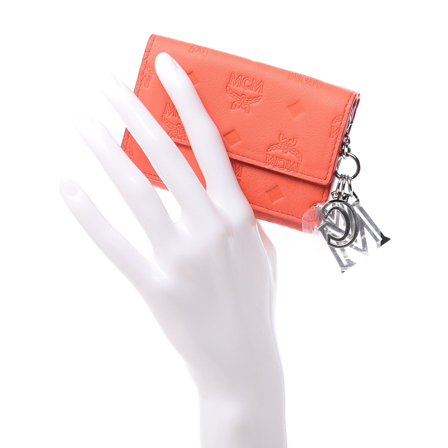 Calfskin Ottomar Monogram Tri-Fold Wallet Hot Coral