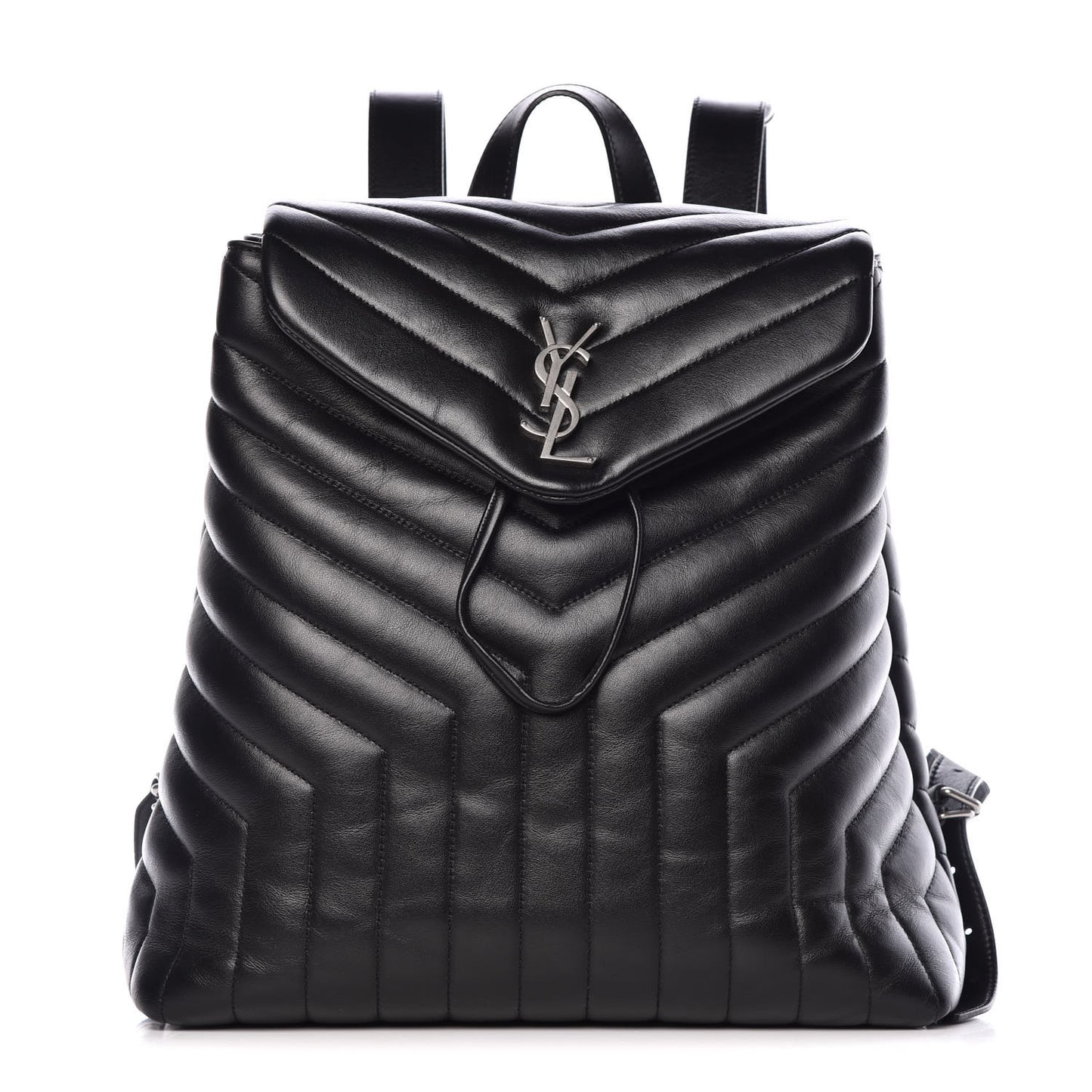 Calfskin Y Quilted Monogram Medium Loulou Backpack Black