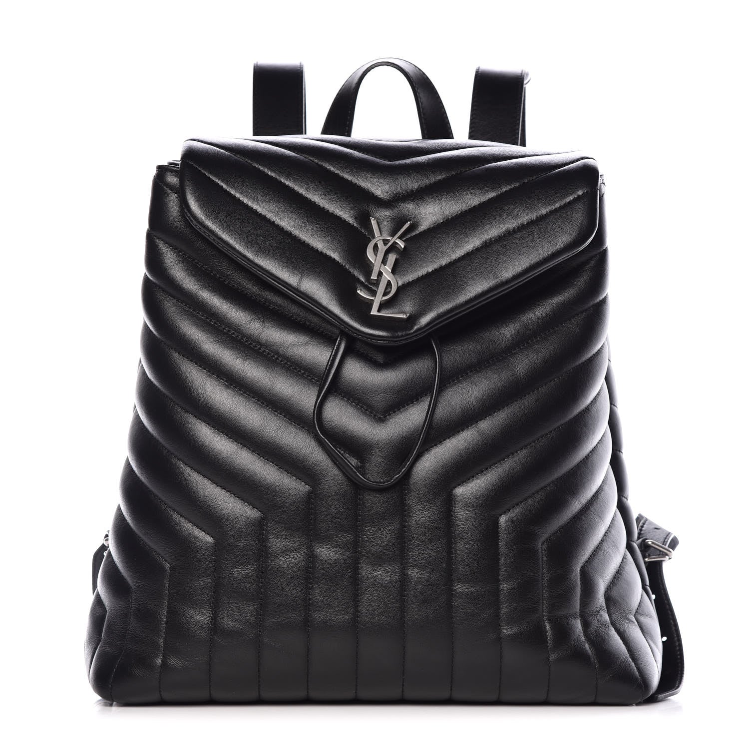 Saint Laurent Calfskin Y Quilted Monogram Medium Loulou Backpack Black 1 of 10