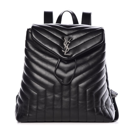 Saint Laurent Calfskin Y Quilted Monogram Medium Loulou Backpack Black 1 of 10