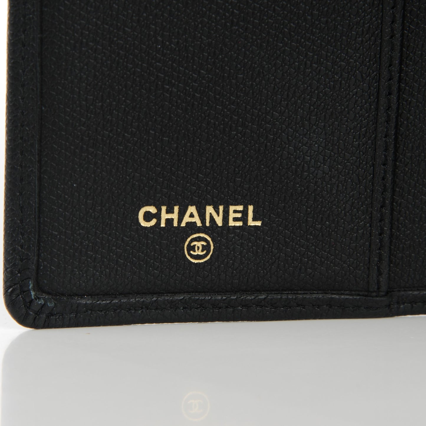 Grained Calfskin CC Button Yen Wallet Black