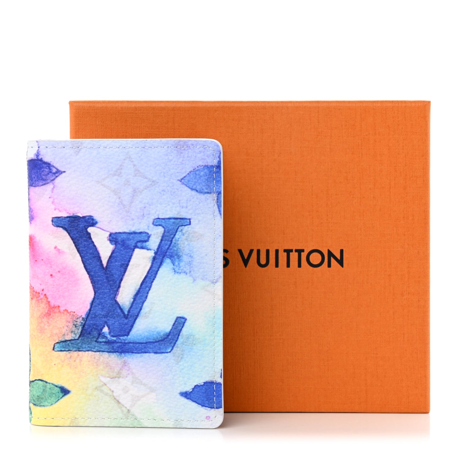 Monogram Watercolor Pocket Organizer NM Multicolor