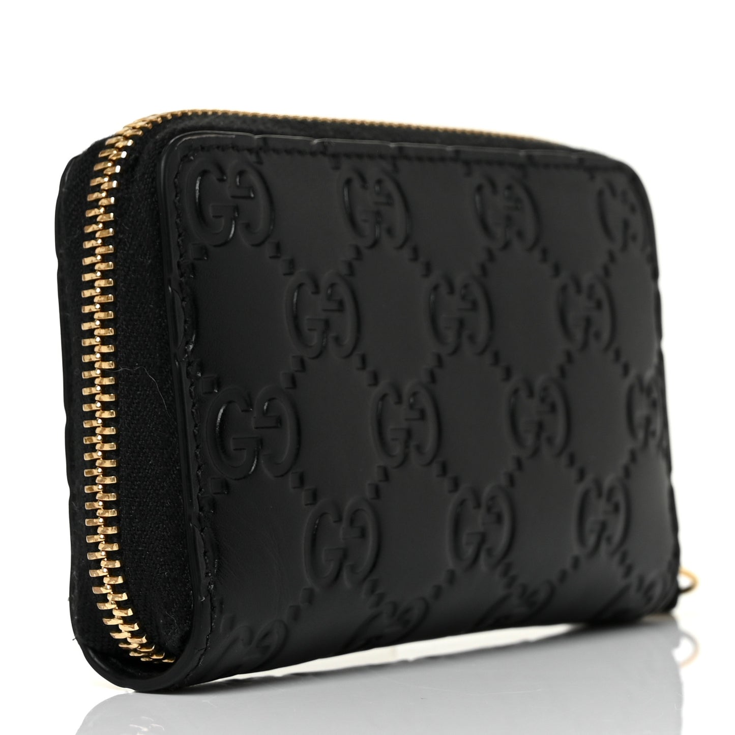 Guccissima Zip Around Card Case Black