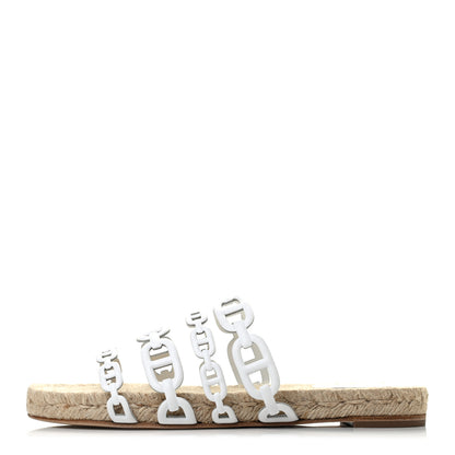 Hermes Nappa Ancone Espadrille Sandals 36 White Naturel 1 of 7