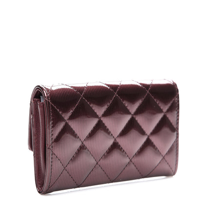 Chanel Striated Patent Quilted Flap Card Holder Burgundy 2 of 8