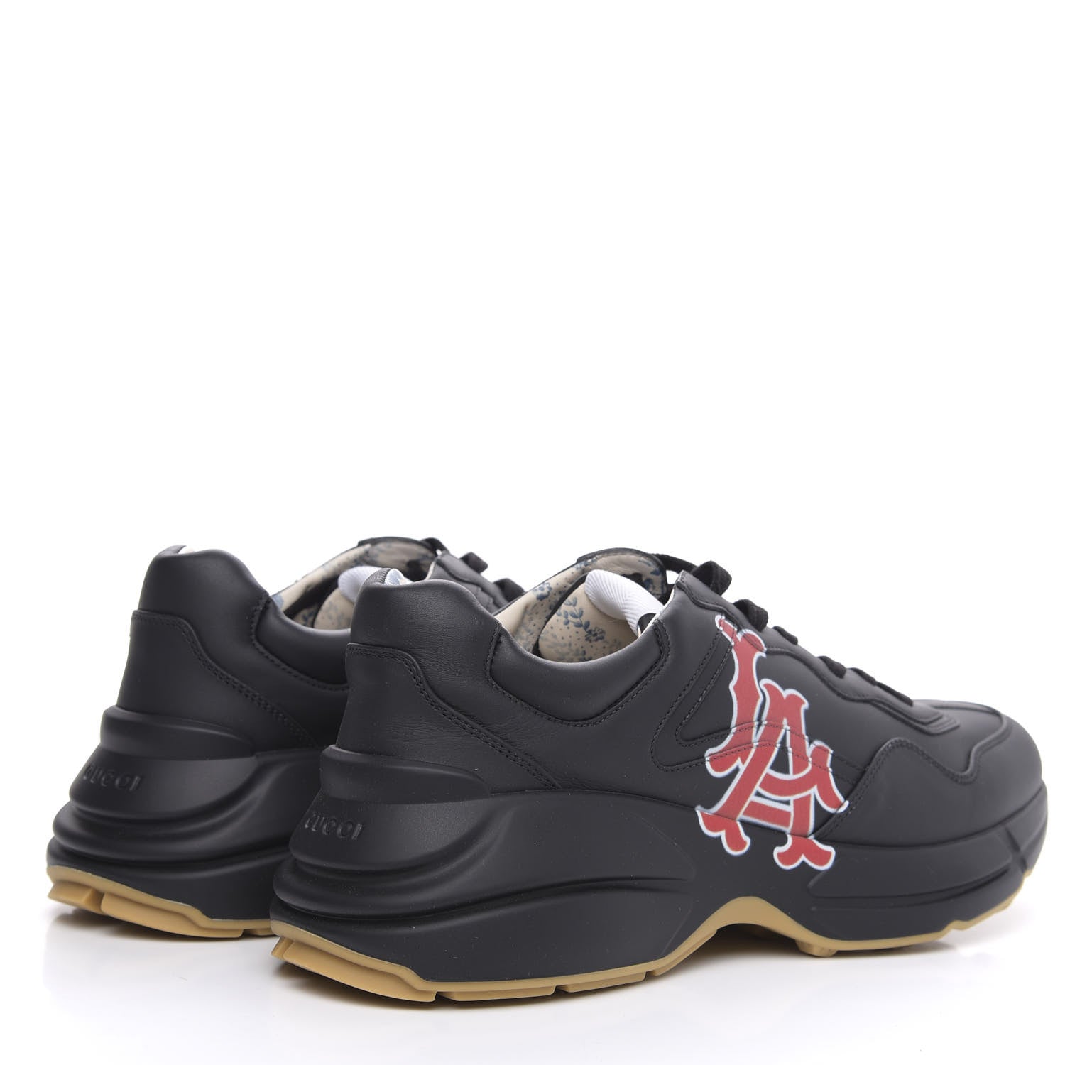 Gucci X MLB Calfskin LA Dodgers Mens Rhyton Sneakers 10 Black 4 of 9