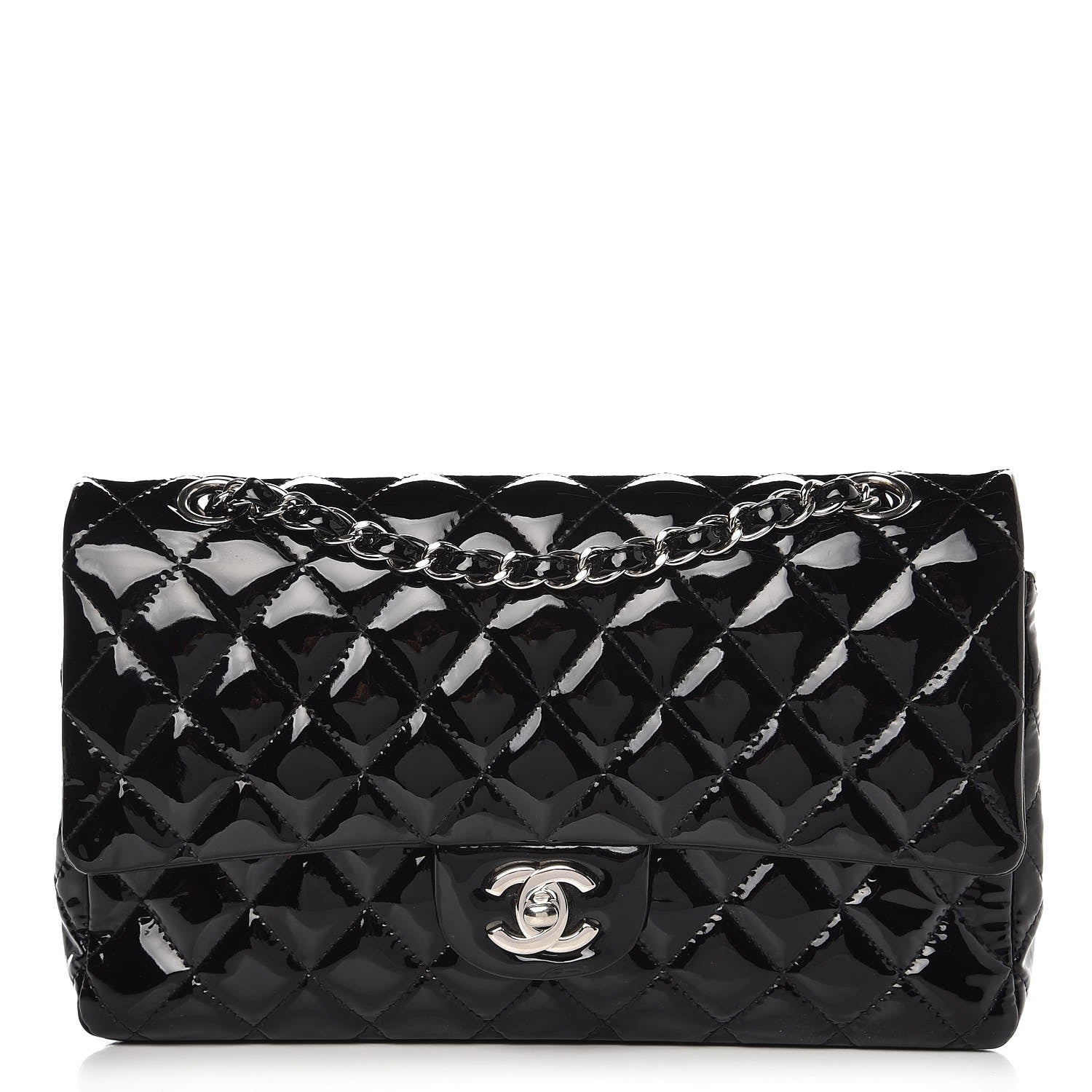 Chanel Patent Quilted Medium Double Flap Black 1 of 10