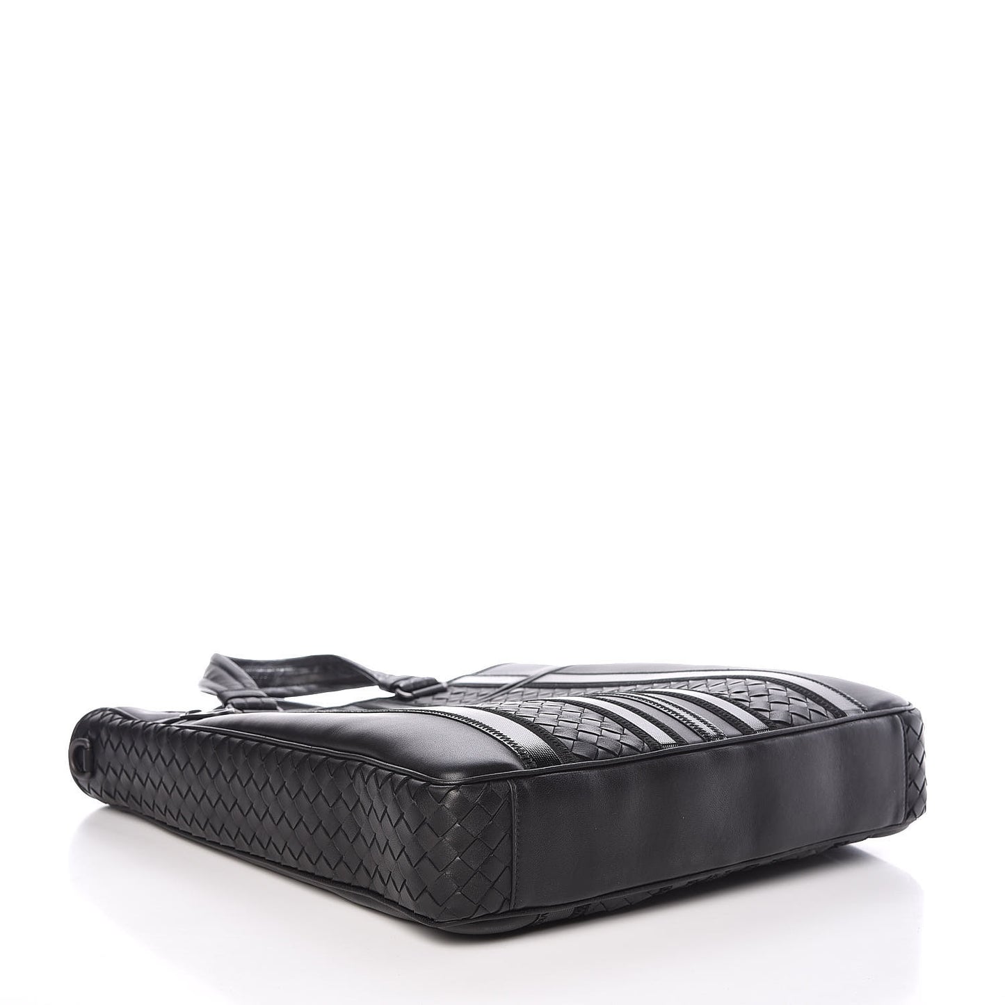 Nappa Tech Nylon Intrecciato Stripe Tote Black