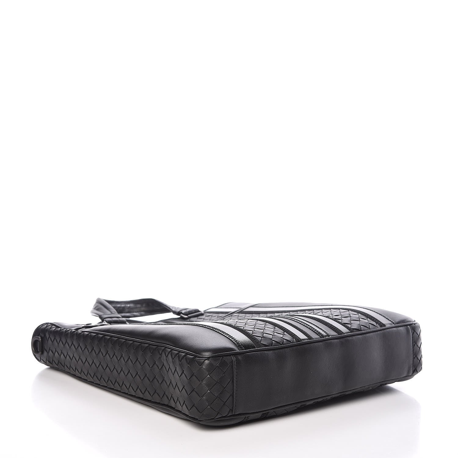 Bottega Veneta Nappa Tech Nylon Intrecciato Stripe Tote Black 4 of 10
