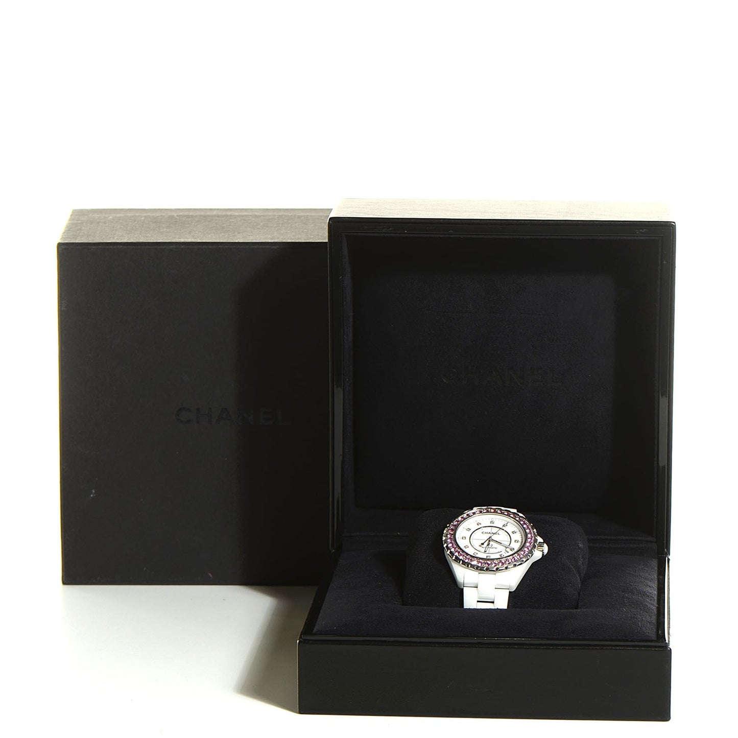 Stainless Steel Ceramic Diamond Pink Sapphire 42mm J12 Automatic Watch White