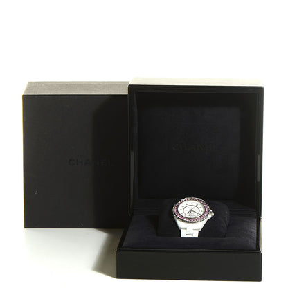 Chanel Stainless Steel Ceramic Diamond Pink Sapphire 42mm J12 Automatic Watch White 5 of 5