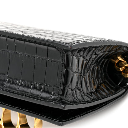 Alexander McQueen Shiny Crocodile Embossed Jeweled Satchel Black 11 of 11