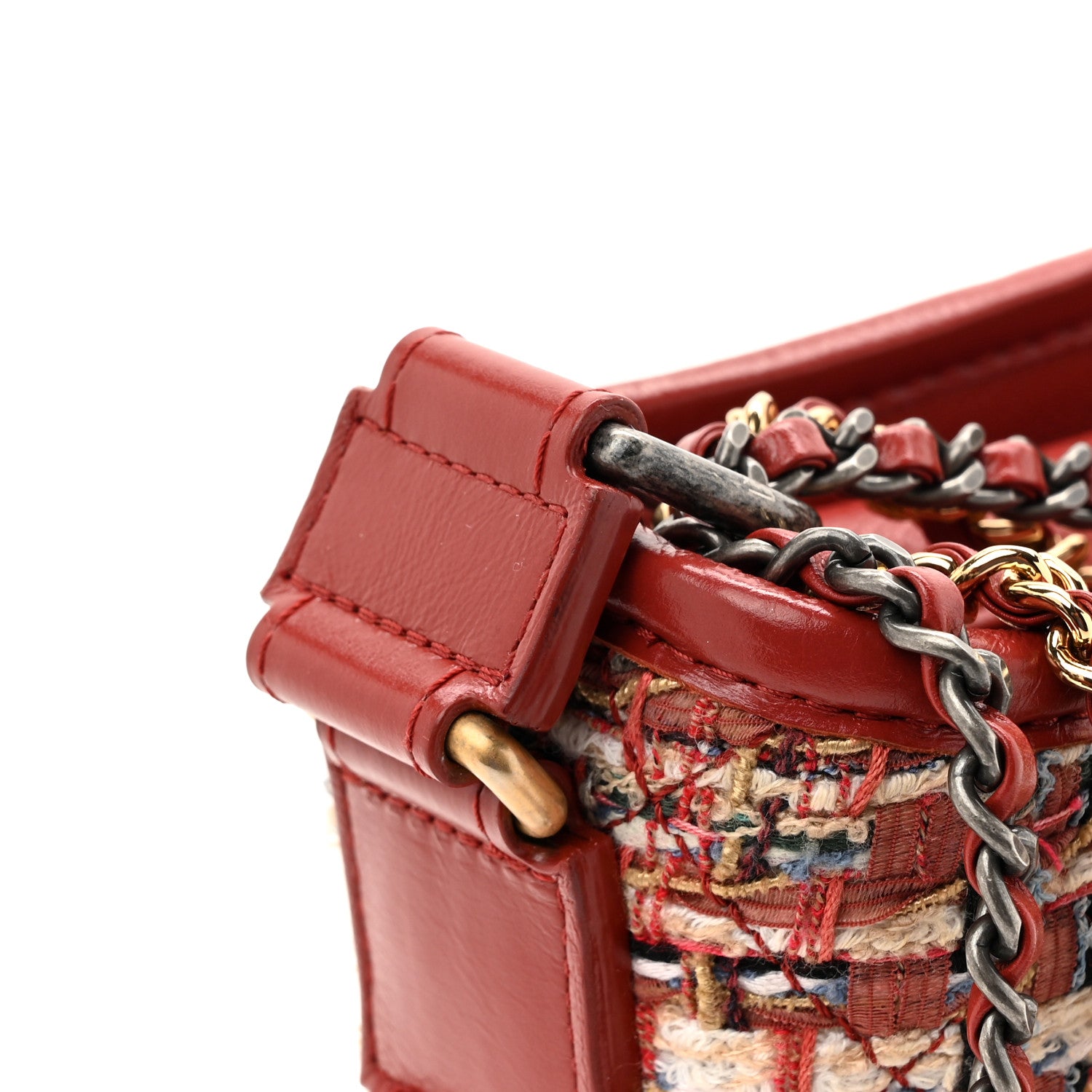 Chanel Tweed Calfskin Small Gabrielle Hobo Red Multicolor 13 of 13