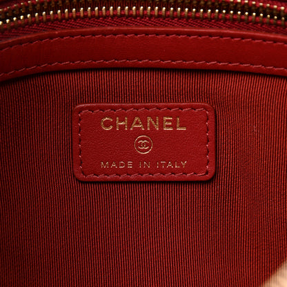 Chanel Shiny Lambskin Quilted CC Large Cosmetic Case Red 6 of 7