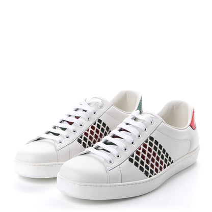 Gucci Calfskin Mens Ace Sneakers 9.5 White Green 3 of 10