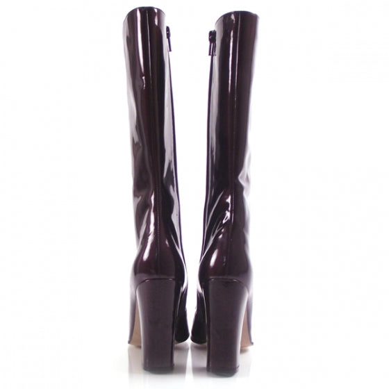 Gucci Patent Leather Tall Mid Calf Boots 9 B 3 of 8