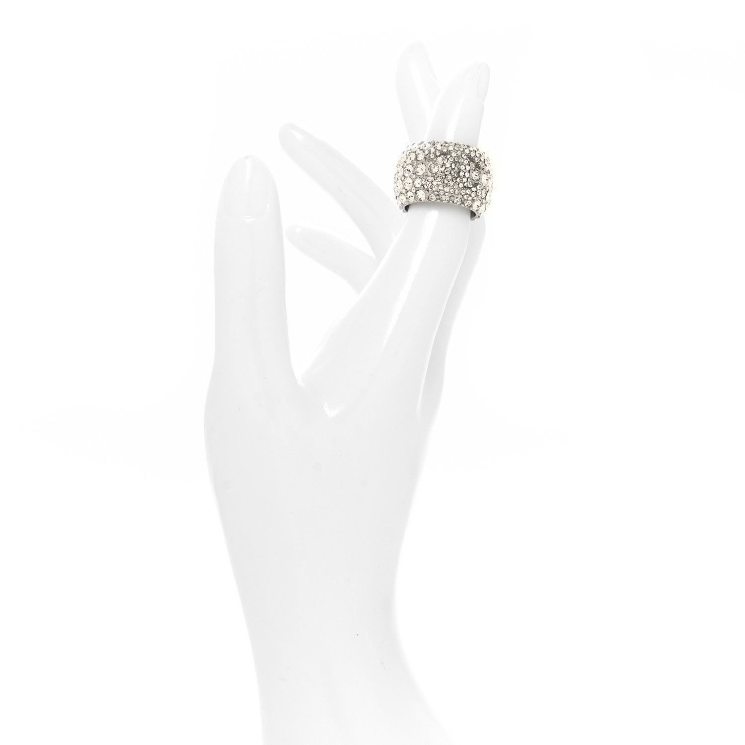 Chanel Crystal CC Ring 52 6 Silver 2 of 5