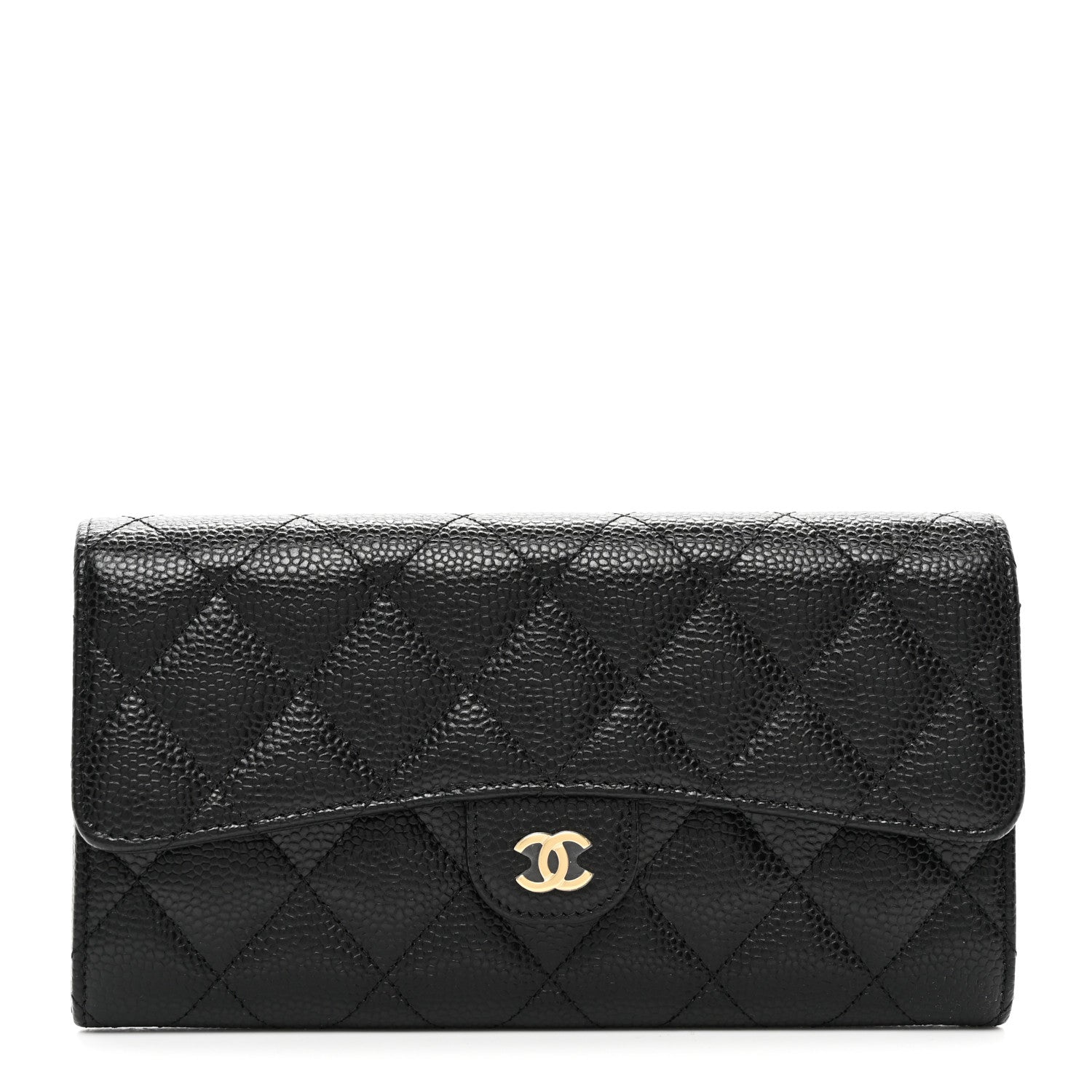 Chanel Caviar Quilted Large Gusset Flap Wallet Black 1 of 9
