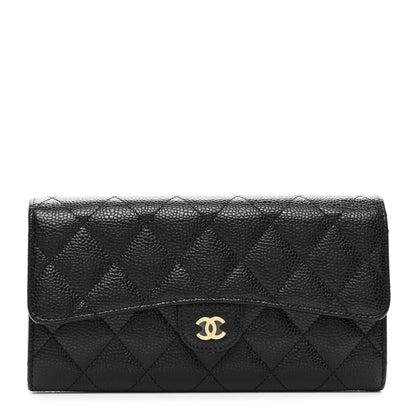 Chanel Caviar Quilted Large Gusset Flap Wallet Black 1 of 9