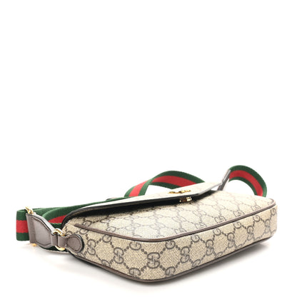 Gucci GG Supreme Monogram Textured Dollar Calfskin Web Mini Ophidia Envelope Shoulder Bag Beige Ebony 4 of 11