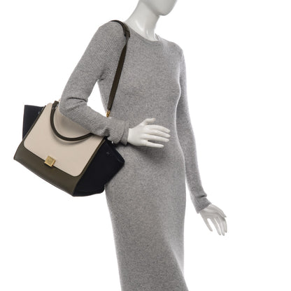Celine Velluto Calfskin Suede Medium Tri-Color Trapeze 2 of 8
