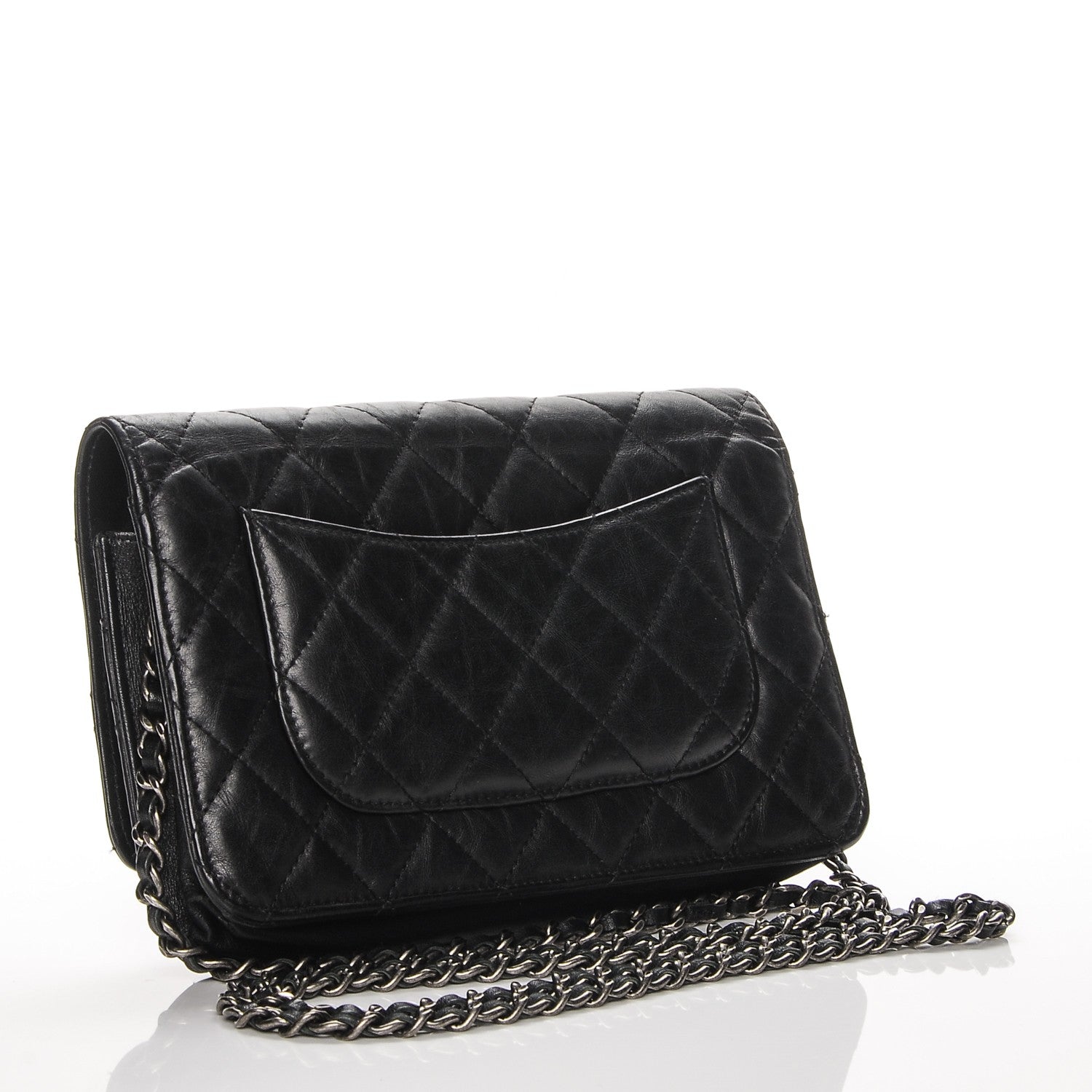Chanel Aged Calfskin Reissue Wallet On Chain WOC Black 3 of 7