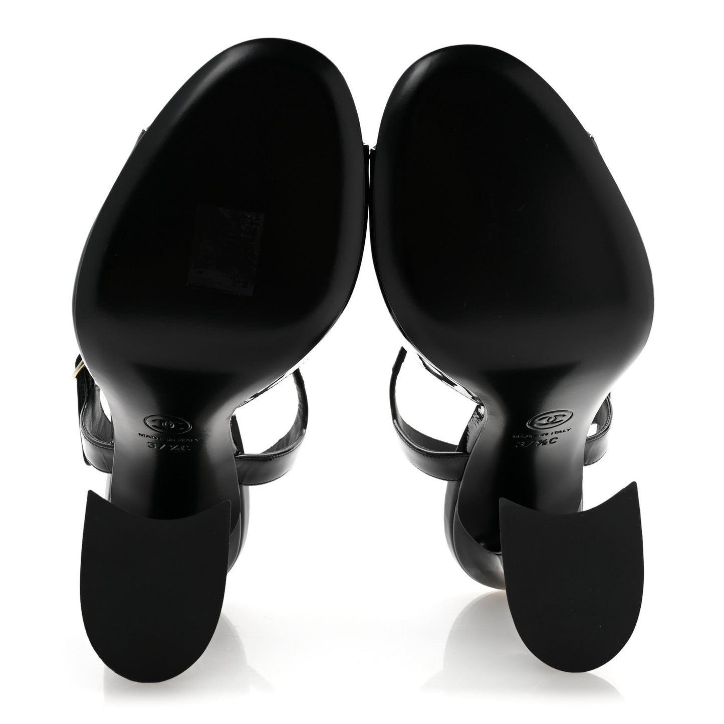 Patent Calfskin CC Clover Sandals 37.5 Black