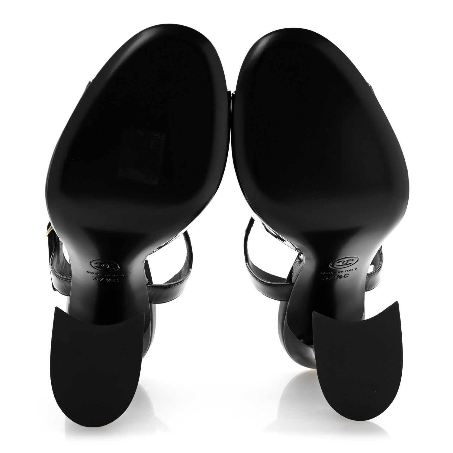 Chanel Patent Calfskin CC Clover Sandals 37.5 Black 6 of 10