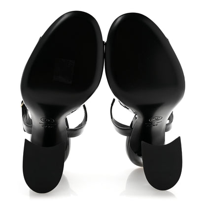 Chanel Patent Calfskin CC Clover Sandals 37.5 Black 6 of 10