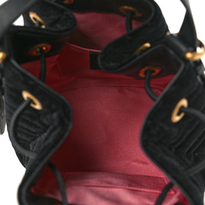 Gucci Velvet Matelasse GG Marmont Bucket Bag Black 5 of 10