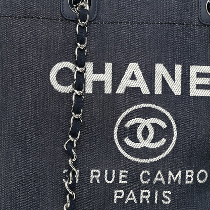 Chanel Denim Medium Deauville Tote Dark Blue 8 of 13