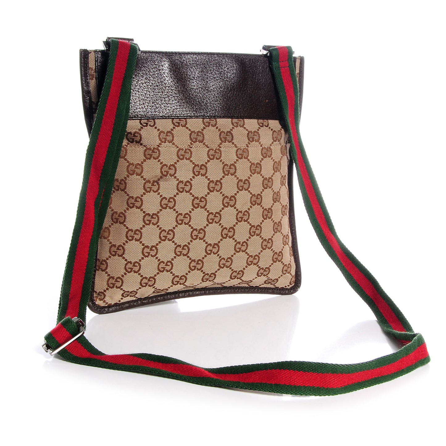 GG Monogram Messenger Crossbody Web Bag Brown