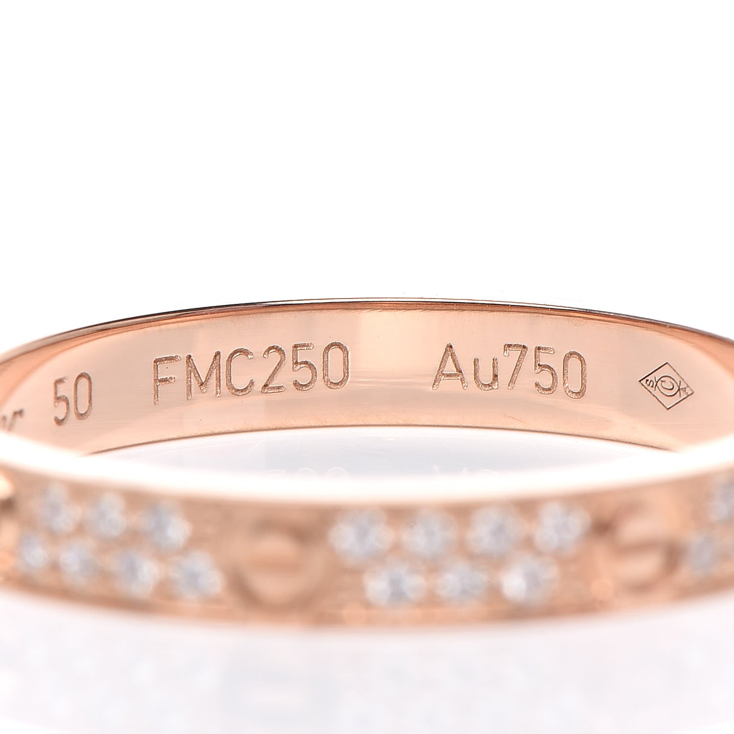Cartier 18K Pink Gold Diamond 2.6mm LOVE Paved Band Ring 50 5.25 5 of 5
