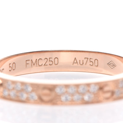 Cartier 18K Pink Gold Diamond 2.6mm LOVE Paved Band Ring 50 5.25 5 of 5