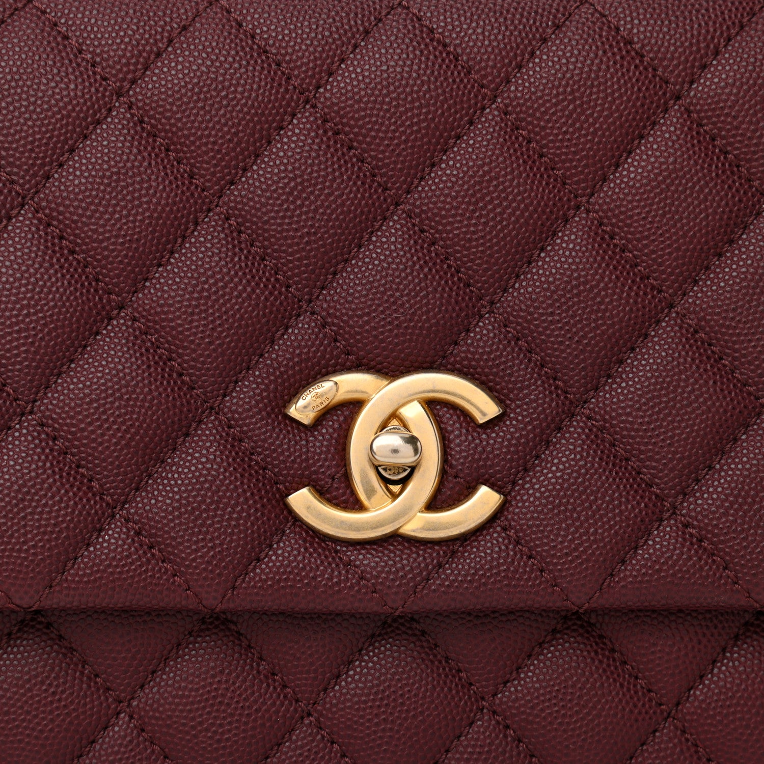 Chanel Caviar Lizard Quilted Small Coco Handle Flap Burgundy 8 of 10