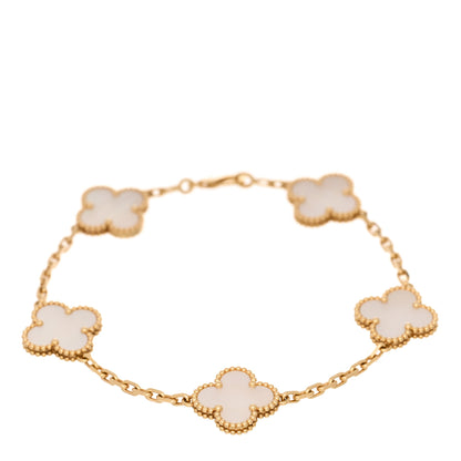 Van Cleef & Arpels 18K Yellow Gold Mother of Pearl 5 Motifs Vintage Alhambra Bracelet 1 of 4