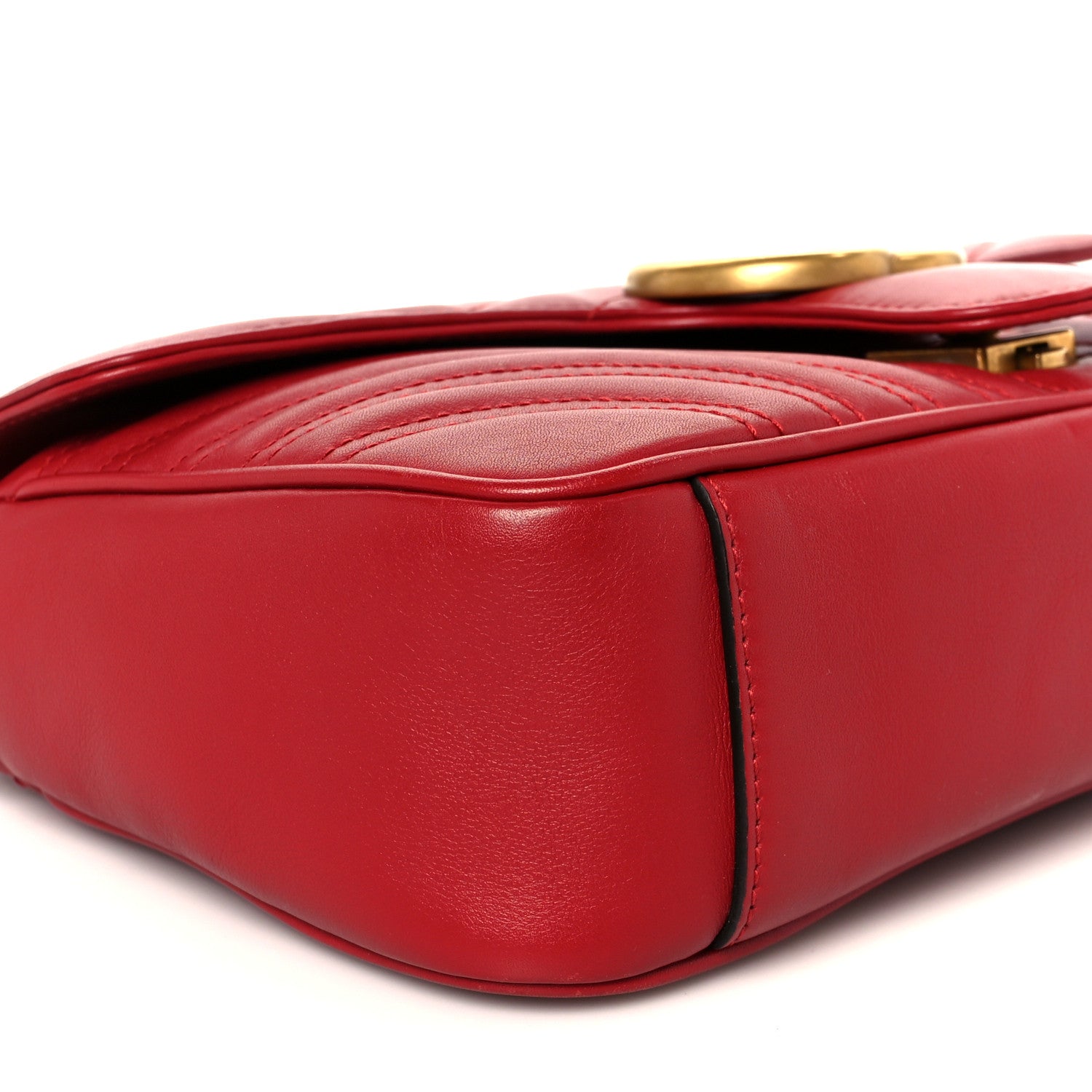 Gucci Calfskin Matelasse Small GG Marmont Shoulder Bag Hibiscus Red 10 of 11