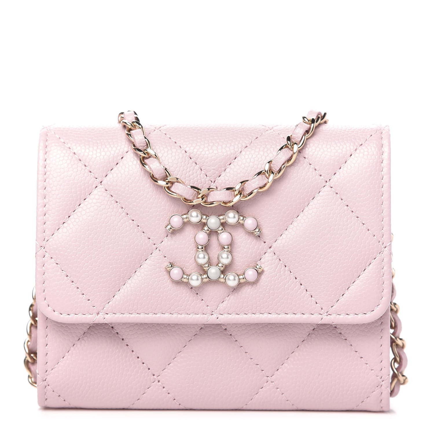 Chanel Caviar Quilted Coco Candy Card Holder On Chain Light Pink 1 of 10
