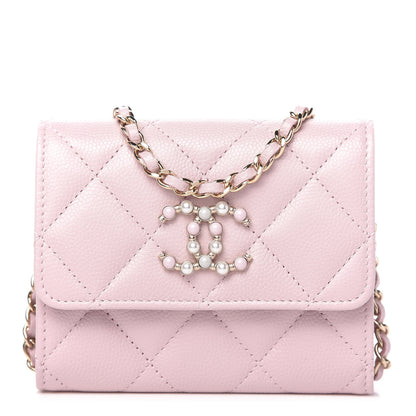 Chanel Caviar Quilted Coco Candy Card Holder On Chain Light Pink 1 of 10