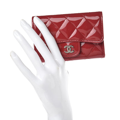 Chanel Patent Quilted Card Holder Red 2 of 8