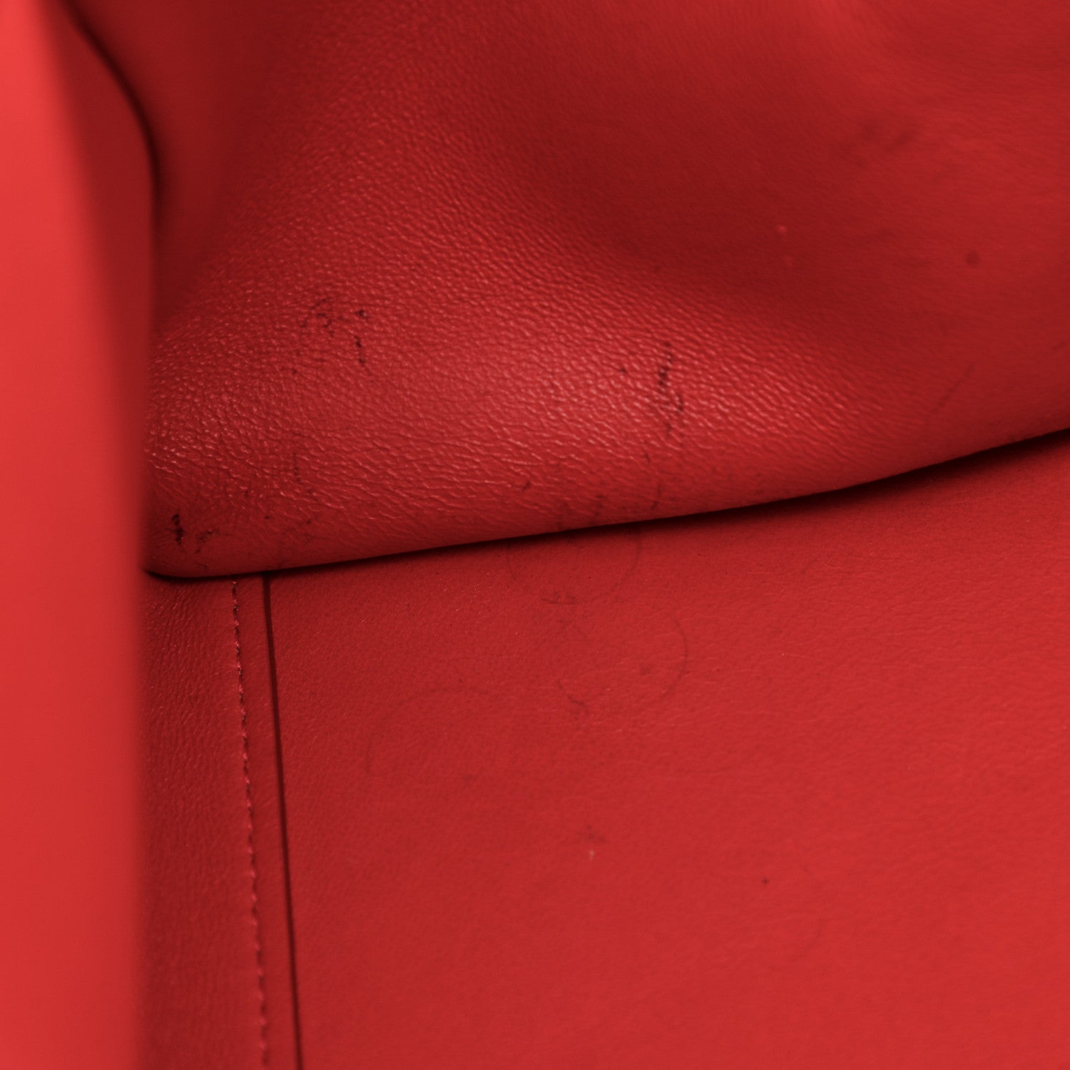Celine Drummed Calfskin Suede Medium Trapeze Coquelicot 15 of 28